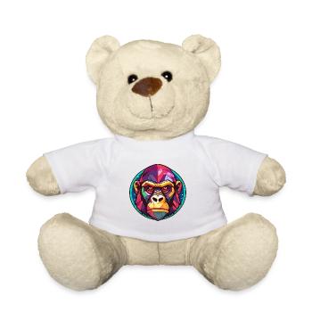 Gorilla Stained Glass Colorful Cartoon Kawaii Anim - Teddy Bear - white - Front