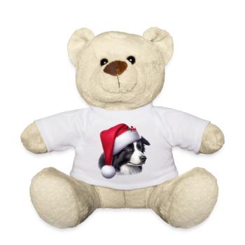 Border Collie Santa Claus - Teddy Bear - white - Front