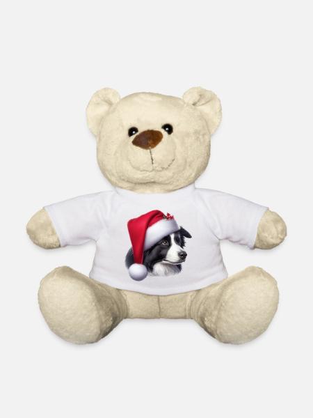 Père Noël Border Collie - Nounours - blanc
