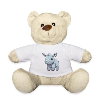 Rhino Cute Happy Kawaii Cartoon Clipart Animal - Teddy Bear - white - Front