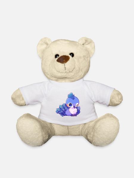 Pfau Niedlich Glücklich Kawaii Cartoon Clipart Tier - Teddy - Weiß