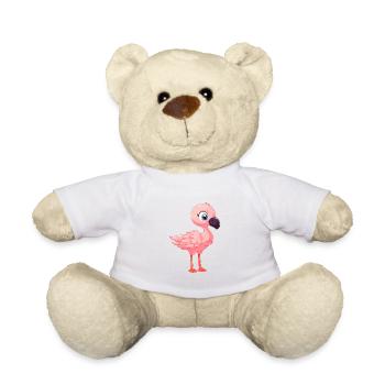 Flamant rose mignon heureux Kawaii dessin animé Clipart Animal - Nounours - blanc - Devant