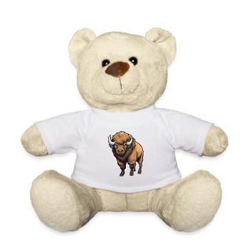 Bison Cute Happy Kawaii Cartoon Clipart Animal - Teddy Bear - white - Front