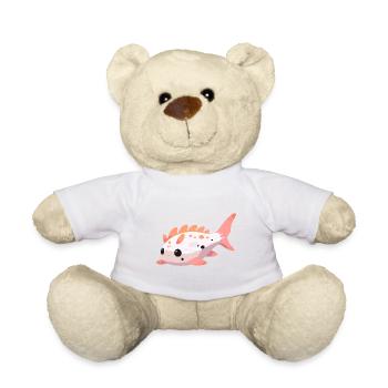 Poisson-chat mignon heureux kawaii dessin animé Clipart Animal - Nounours - blanc - Devant