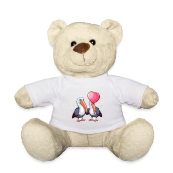 Pelicans Kawaii Cartoon Haustier spielt mit Luftballons - Teddy - Weiß - Vorne