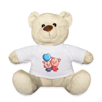 Cochon Kawaii Cartoon Pet jouant avec des ballons - Nounours - blanc - Devant