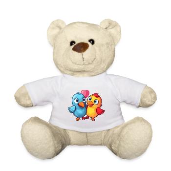 Vögel Kawaii Cartoon Haustier spielt mit Luftballons - Teddy - Weiß - Vorne