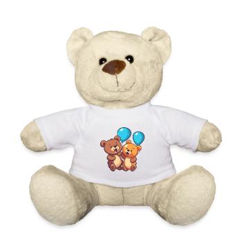 Ours kawaii dessin animé animal de compagnie jouant avec des ballons - Nounours - blanc - Devant