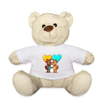 Moose Kawaii Cartoon Haustier spielt mit Luftballons - Teddy - Weiß - Vorne