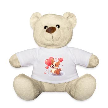 Corgi Dog Kawaii Cartoon Pet jouant avec des ballons - Nounours - blanc - Devant