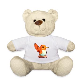 Lustiger Kolibri Cartoon Haustier spielt Skateboard - Teddy - Weiß - Vorne