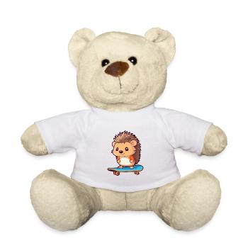 Hérisson drôle Kawaii Cartoon Pet Jouant Skateboa - Nounours - blanc - Devant
