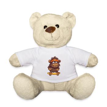 Drôle Buffalo Kawaii Cartoon Jouer Skateboard - Nounours - blanc - Devant