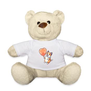 Chien Kawaii Cartoon Pet Jouant Avec Des Ballons - Nounours - blanc - Devant