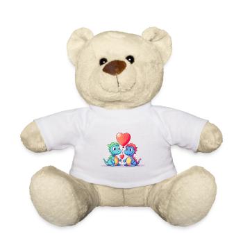 Dinosaurs Kawaii Cartoon Pet Playing With Balloons - Teddy Bear - white - Front