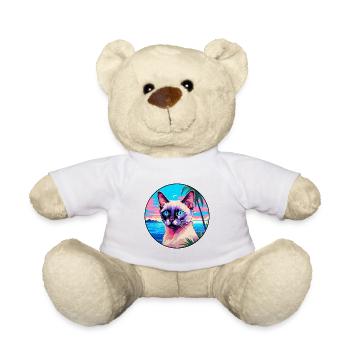 Balinesische Katzenrasse-Aquarell-Cartoon-Kawaii-Haustier - Teddy - Weiß - Vorne