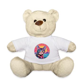 American Wirehair Cat Watercolor Cartoon Kawaii - Teddy Bear - white - Front