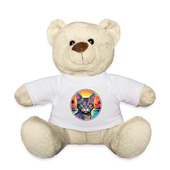 Brasilianische Kurzhaarkatze Aquarell-Cartoon Kawaii - Teddy - Weiß - Vorne