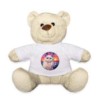 Race de chat Ragdoll aquarelle dessin animé Kawaii animal de compagnie - Nounours - blanc - Devant