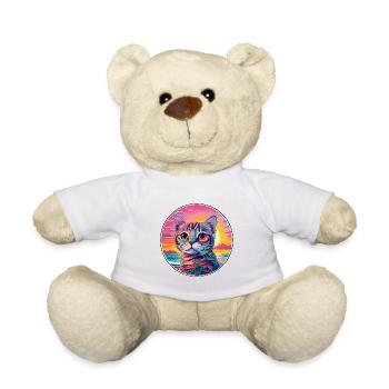 Singapura Katze Rasse Aquarell Karikatur Kawaii Haustier - Teddy - Weiß - Vorne