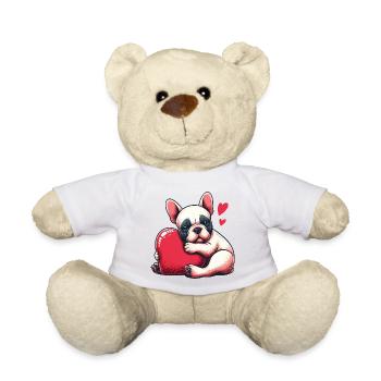Französisches Bulldogge Liebesherz - Teddy - Weiß - Vorne