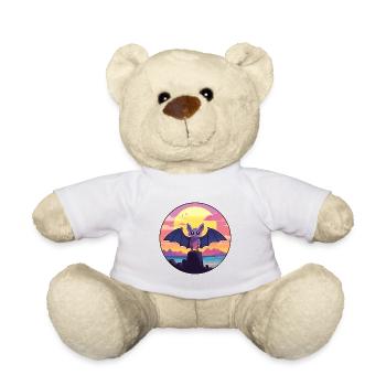 Bat Colorful Watercolor Cartoon Kawaii Animal - Teddy Bear - white - Front