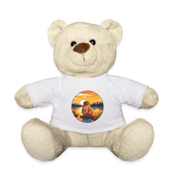 Castor Aquarelle Colorée Dessin Animé Kawaii Animal - Nounours - blanc - Devant