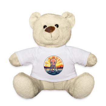 Squid Colorful Watercolor Cartoon Kawaii Animal - Teddy Bear - white - Front