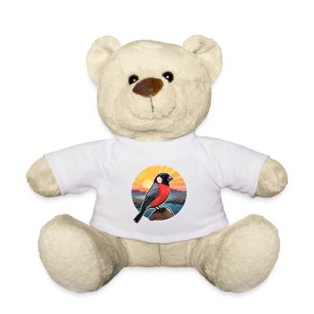 Bullfinch Colorful Watercolor Cartoon Kawaii Pet - Teddy Bear - white - Front