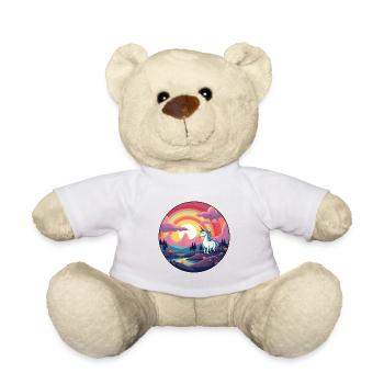 Einhorn Buntes Aquarell Cartoon Kawaii Tier - Teddy - Weiß - Vorne