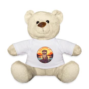Otter Colorful Watercolor Cartoon Kawaii Animal - Teddy Bear - white - Front