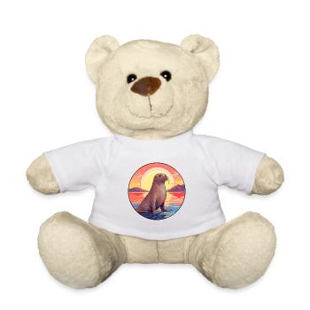 Seal Colorful Watercolor Cartoon Kawaii Animal - Teddy Bear - white - Front