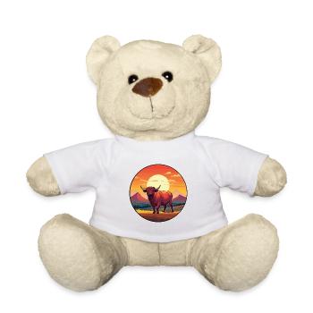 Bull Colorful Watercolor Cartoon Kawaii Animal - Teddy Bear - white - Front