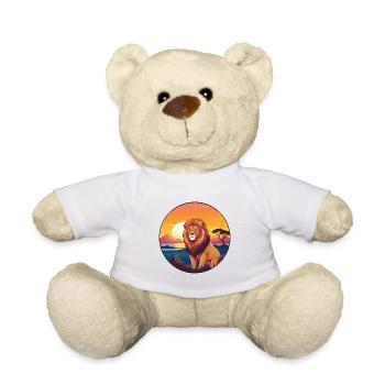 Lion Aquarelle Colorée Dessin Animé Kawaii Animal - Nounours - blanc - Devant