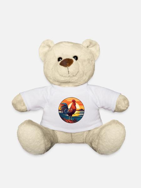 Hahn Buntes Aquarell Cartoon Kawaii Tier - Teddy - Weiß