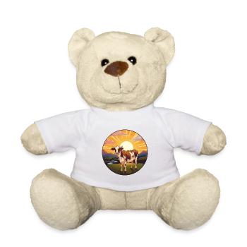 Cow Colorful Watercolor Cartoon Kawaii Animal - Teddy Bear - white - Front