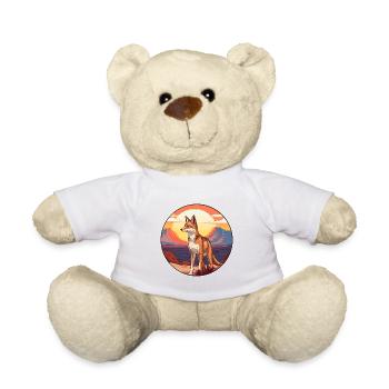 Coyote Colorful Watercolor Cartoon Kawaii Animal - Teddy Bear - white - Front
