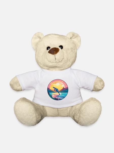 Baleine Aquarelle Colorée Dessin Animé Kawaii Animal - Nounours - blanc