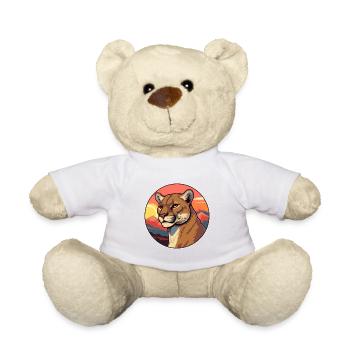 Cougar Aquarelle Colorée Dessin Animé Kawaii Animal - Nounours - blanc - Devant