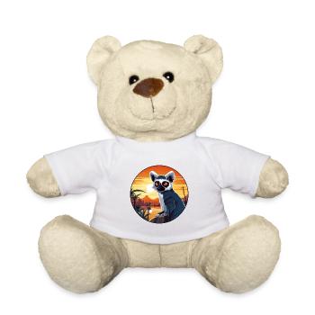 Lemur Colorful Watercolor Cartoon Kawaii Animal - Teddy Bear - white - Front