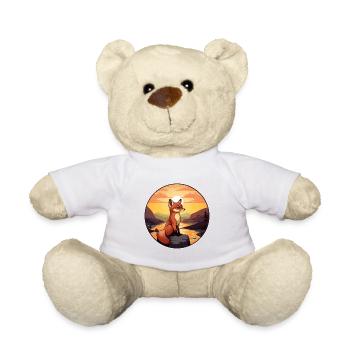 Gelehrter Fuchs Buntes Aquarell Cartoon Kawaii Haustier - Teddy - Weiß - Vorne