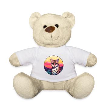 Ocelot Buntes Aquarell Cartoon Kawaii Tier - Teddy - Weiß - Vorne