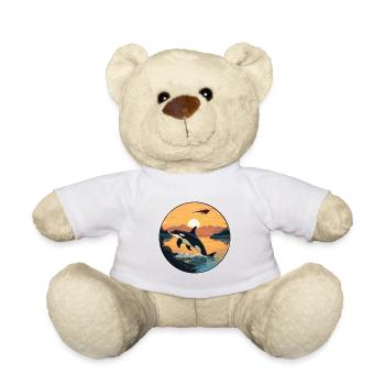 Orca Colorful Watercolor Cartoon Kawaii Animal - Teddy Bear - white - Front