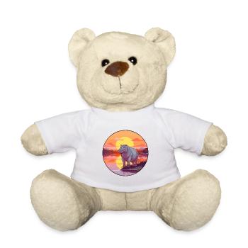 Hippo Colorful Watercolor Cartoon Kawaii Animal - Teddy Bear - white - Front
