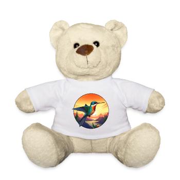 Colibri coloré aquarelle dessin animé kawaii animal de compagnie - Nounours - blanc - Devant