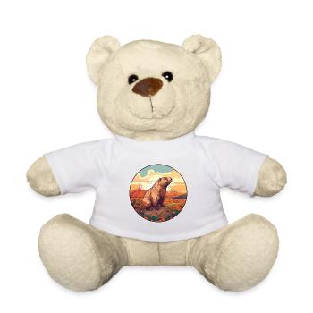 Und täglich grüßt das Murmeltier bunte Aquarell-Karikatur Kawaii Haustier - Teddy - Weiß - Vorne