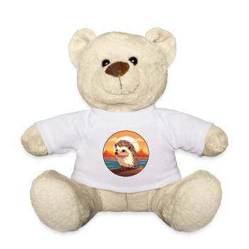 Hérisson Aquarelle Colorée Dessin Animé Kawaii Animal - Nounours - blanc - Devant