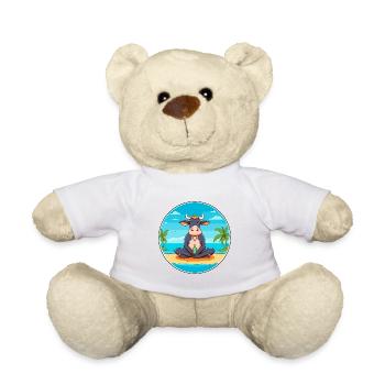 Cow Cartoon Yoga Beach Summer Illustration - Teddy Bear - white - Front