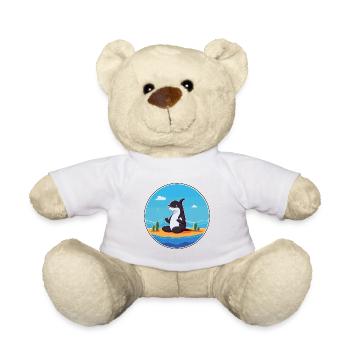 Orca Cartoon Yoga Beach Summer Illustration - Teddy Bear - white - Front