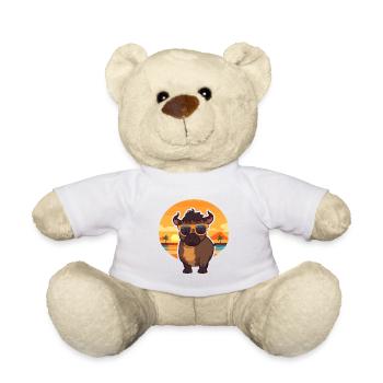 Buffalo Lustige Karikatur Kawaii Strand Illustration - Teddy - Weiß - Vorne